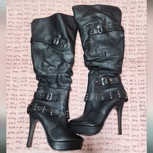 Just Fabulous Knee High studded detail 4" heel boots